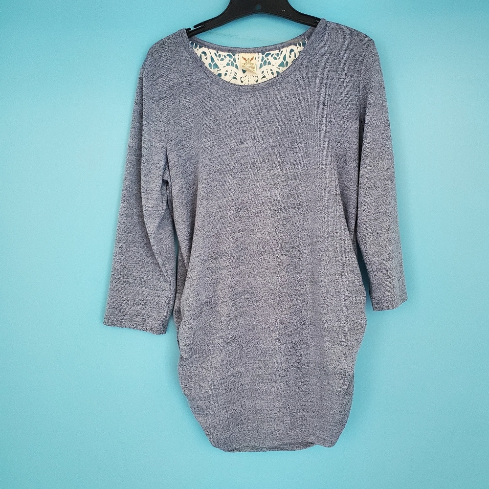 Faded Glory Maternity Shirt Size XL Blue Lace Back Knit
